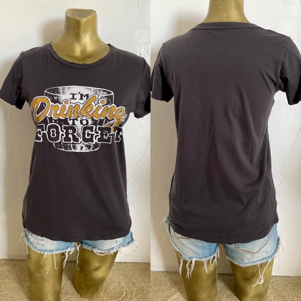 BANDIT Brand I’M DRINKING TO FORGET Festival Distressed WESTERN Tee SHIRT Medium - Picture 4 of 13